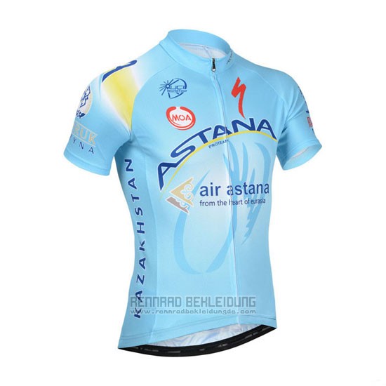 2014 Fahrradbekleidung Astana Hellblau Trikot Kurzarm und Tragerhose - zum Schließen ins Bild klicken